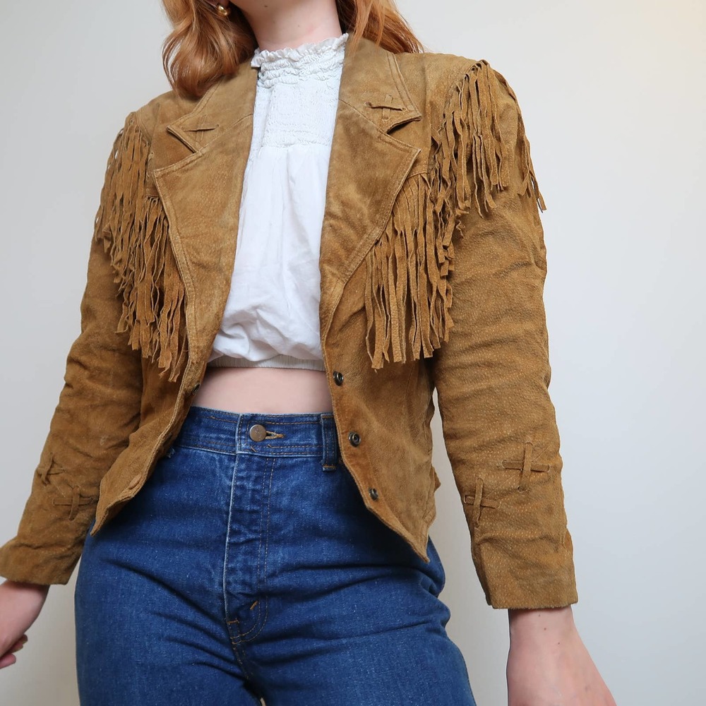 Wilsons Leather Tan Suede Fringe Jacket - Picture 6 of 8